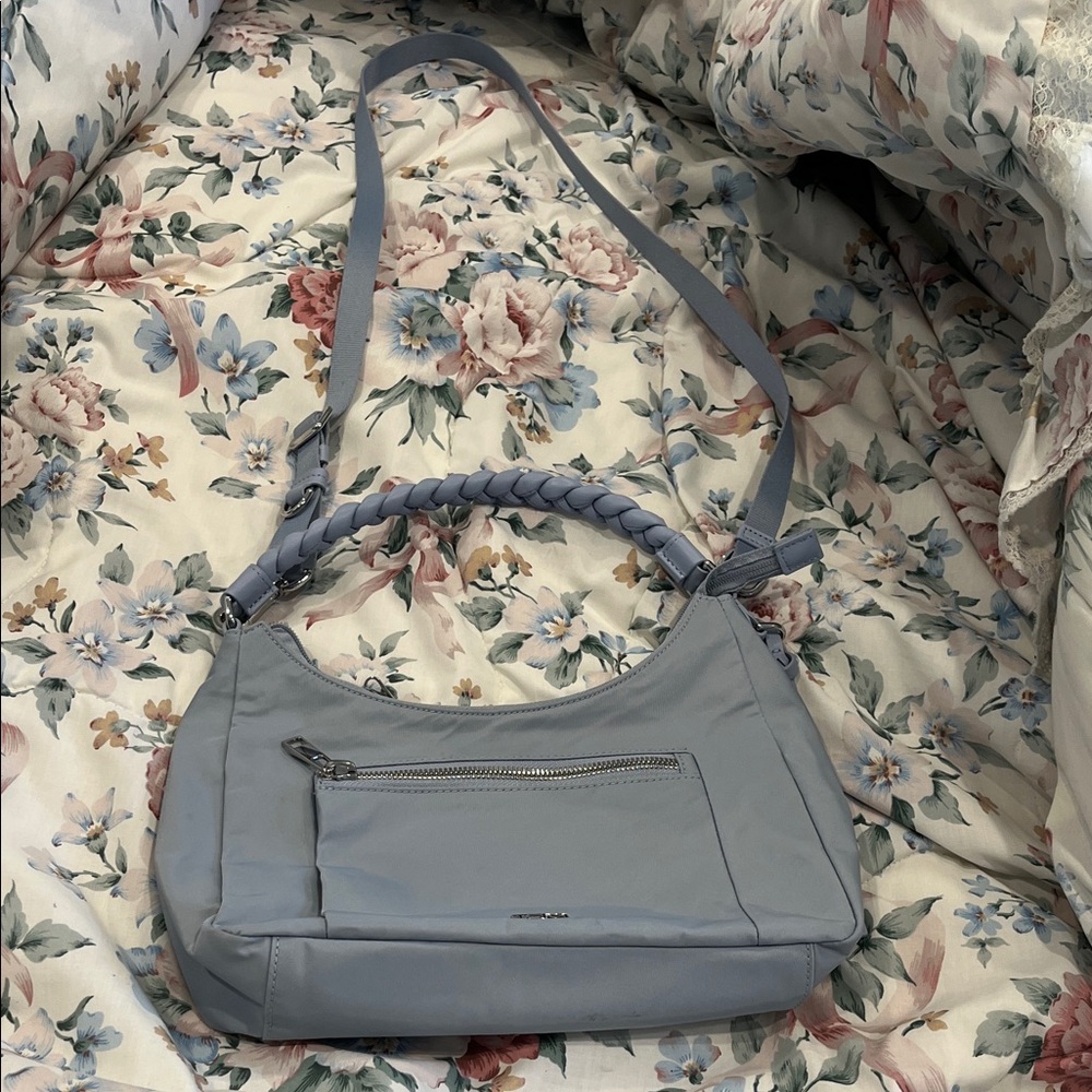 Tumi Light Blue Braided-Handle Shoulder Bag